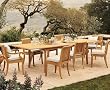New 9 Pc Luxurious Grade-A Teak Dining Set - 117" Double Extension Rectangle Table 6 Armless and 2 Arm / Captain Chairs [Model:GV7]