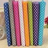 KINGSO 7PCS Cotton Fabric Bundles Quilting Sewing DIY Craft 19.7x19.7inch Polka Dot