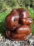 Fairtrade Dark Wooden Weeping Buddha Statue  20cm