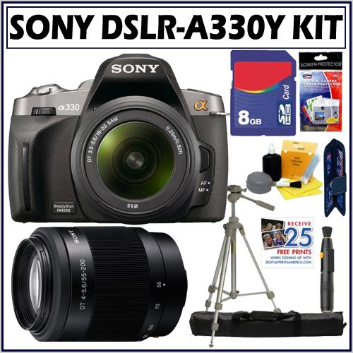 Sony DSLR Alpha DSLR-A330Y 10.2MP Digital SLR Camera; 18-55 & 55-200 Lenses; Accessory Kit
