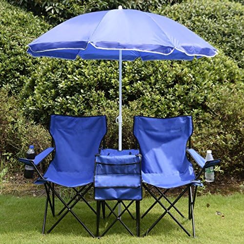 ComfyZone Portable Folding Picnic Double Chair Umbrella Nylon