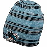 Reebok San Jose Sharks Teal-Gray Static Striped Reversible Beanie