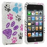 Electromaster(TM) Brand - Colorful Dog Paw Bling Rhinestone Diamond Snap-On Hard Skin Case Cover New for iPod Touch 4th Generation 4G