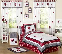 Polka Dot Ladybug Childrens Bedding 3pc Full / Queen Set