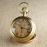 Two's Company Timeless Treasure Pocket Watch Alarm Clock, Quartz Movement with 1-Year Warranty, Antiqued Brass