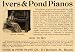1906 Vintage Ad Ivers & Pond Piano Model 335 Upright - Original Print Ad