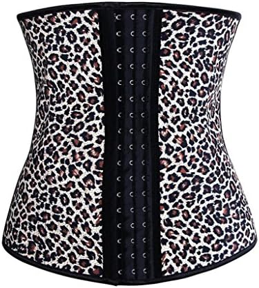 Hozoyo Latex Waist Cincher Waist Trainer Corset with 3 Rows of Hooks (BrownLeopard, L)