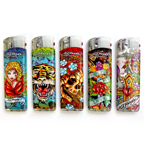 5-pack Ed Hardy Refillable Tattoo Color Changing LED Lighters (Eh-lt-121)