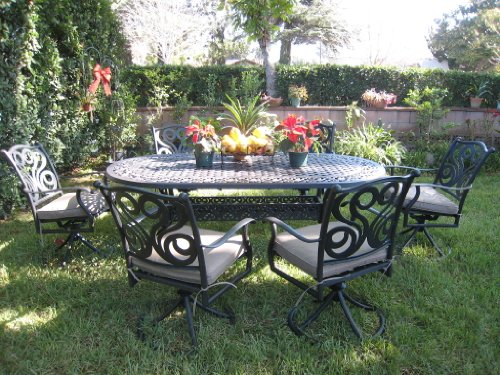 CBM Outdoor Patio Furniture 7 Pcs Aluminum Dining Set with All Swivel Chairs CBM1290 product image