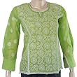 Women's Tunic Top Kurti Clothes in India Chikan Embroidery Size XS (ctop403)