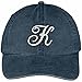 Trendy Apparel Shop Letter K Script Monogram Font Embroidered Washed Cotton Cap - Navy