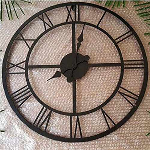 European and American styleEuropean, Roman numerals, large wall clock, American-style retro, metal wrought iron frame, do the old hollow, clock, A section, diameter 56CM
