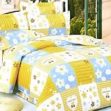 Blancho Bedding - [Yellow Countryside] 100% Cotton 4PC Duvet Cover Set (King Size)(Comforter not included)
