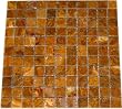 1x1 Multi Brown Gold Onyx Polished Designer Mosaics Tiles Meshed on 12x12 sheets