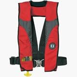 Mustang Survival MD3082 Deluxe Manual Inflatable Collar Personal Flotation Device with Sailing Harness (Red/Carbon)