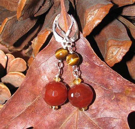 Click here to buy Carnelian and Tiger's Eye Dangle Earrings.