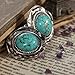 Yazilind On Sale! Retro Rimous Tibetan Sliver Turquoise Round Clip on Earrings Girls