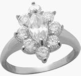 Flower Pattern Genuine Sterling Silver Cubic Zirconia Ring