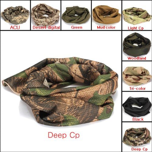 Foocc Tactical Camouflage Fish Net Mesh Sniper Scarf Head Cover Face Veil(Tri-color)