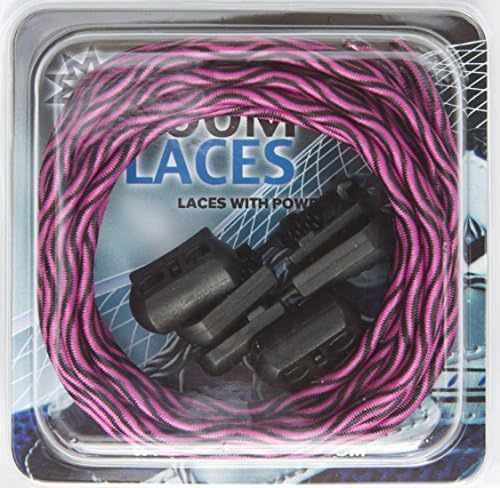 BOOMLACES "Laces With Power" No Tie Shoelaces For Boys, Girls, Men, &amp; Women (Hot Pink/Black Shoelaces)