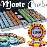 1000 Ct Monte Carlo 3-Tone Poker Chip Set w/ Aluminum Case 14 Gram Chips - Free WPT Book