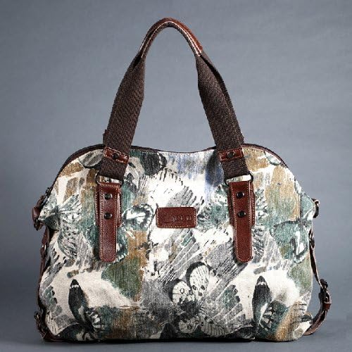 YSYT (TM) New Retro Style Women's bag Canvas+Leather Shoulder Bag Messenger Bag School Bag women Totes bag Portable Ipad laptop bag #398 --Cyan Ink