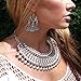 Bessky Bohemian Silver Necklace Retro National Wind Carved Statement Bib Choker