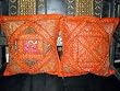 Christmas Gift-2 Orange Zari Vintage Sari Toss Pillow Cushion Covers