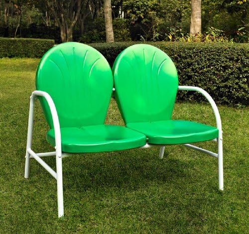 Crosley Furniture Griffith Metal Outdoor Loveseat, Grasshopper Green