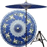 Japanese Garden Décor - 84 Asian Elephants Oriental Patio Umbrella & Bamboo Stand Optional