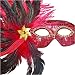 VIBRANT RED SEQUIN MASQUERADE FEATHER MASK