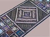 Review NovaHaat  / BLACK SARI BEADED INDIAN RUNNER TAPESTRY WALL HANGING