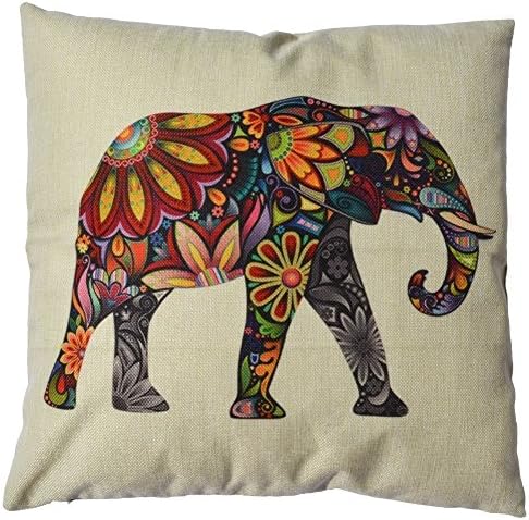 Generic Cotton Linen Decorative Throw Pillow Case Cushion Cover Cute Elephant 17.3" x 17.3"