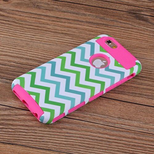 iPhone 6(4.7'') Case,Rugged Hybrid 2 in 1 (Silicone &amp; PC) Shock-Protector Colorful Wave Protective Case Cover Shell for Apple iphone 6 Air 4.7''(Rose)