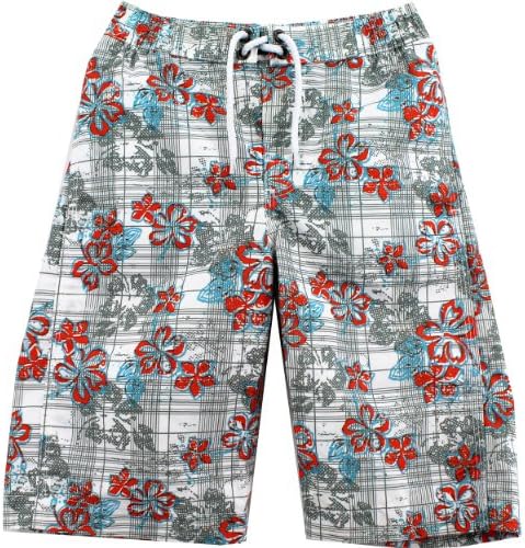 Boys Board Shorts 1206017B (White-"Floral", 7)