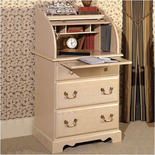 Riverside Furniture 219 Homecraft 26" W Space Saver Roll Top Desk in Washed White
