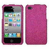 Apple iPhone 4 4G 4S AT&T Sprint Verizon Hot Pink Diamante Protector Cover(Diamante 2.0) (free ESD Shield Bag, Ship in Carton Box)