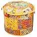 Stylo Culture Bohemian Round Pouf Ottoman Cover Indian Patchwork Embroidered Pouffe Ottoman Cover Yellow Cotton Floral Traditional Furniture Footstool Seat Puff Cover (16x16x13)