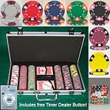 300 Casino Grade Crown & Dice 14 gram 3 Tone Clay Poker Chips w/ Free Timer Dealer Button. Premium Clay Poker Chips, includes Aluminum Case.