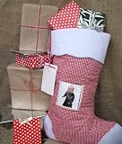 Oskar & Ellen Extra Large Christmas Stocking with Photo Pocket - Red
