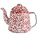 Enamelware Teapot, 1.6 quart, Red/White Splatter
