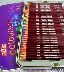Coloursoft Pencils by Derwent- Set of 36 Colors in a Metal Tin