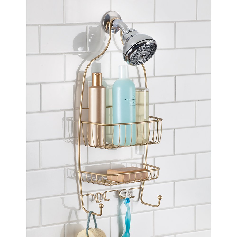 Wall Mounted Shelf for Bathroom with adjustable Shower Caddy & Towel Bars
