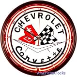 Chevy Chevrolet Corvette Neon Wall Clock...Betty Boop neon wall clocks also available