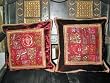 Christmas Gift-2 Maroon Patch-work Sari Toss Pillow Cushion Covers Free Shipping
