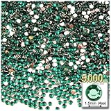 The Crafts Outlet 5000-Piece Flat Back Tiny Round Rhinestones for Nails, 1.5mm, Emerald Green