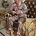 Amybria Men's Silk Pajamas Set of One Shirt and Pant Grey Silver Color
