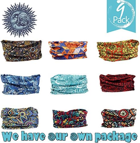 Pack of 9pcs, Outdoor Multifunctional Sports Magic Scarf, Magic Bandanas Tube, Seamless Scarf, Collars Muffler Scarf Face Mask, High Elastic Magic Headband with Uv Resistance, Headscarves(flora)