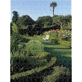 Jigsaw Puzzle of A white wooden bench in the garden at Lismore Castle. Not Used CL 15/01/2004 from Garden World Images