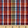 44 Wide Woven Seersucker Plaid Blue Green Red Orange Fabric By The Yard